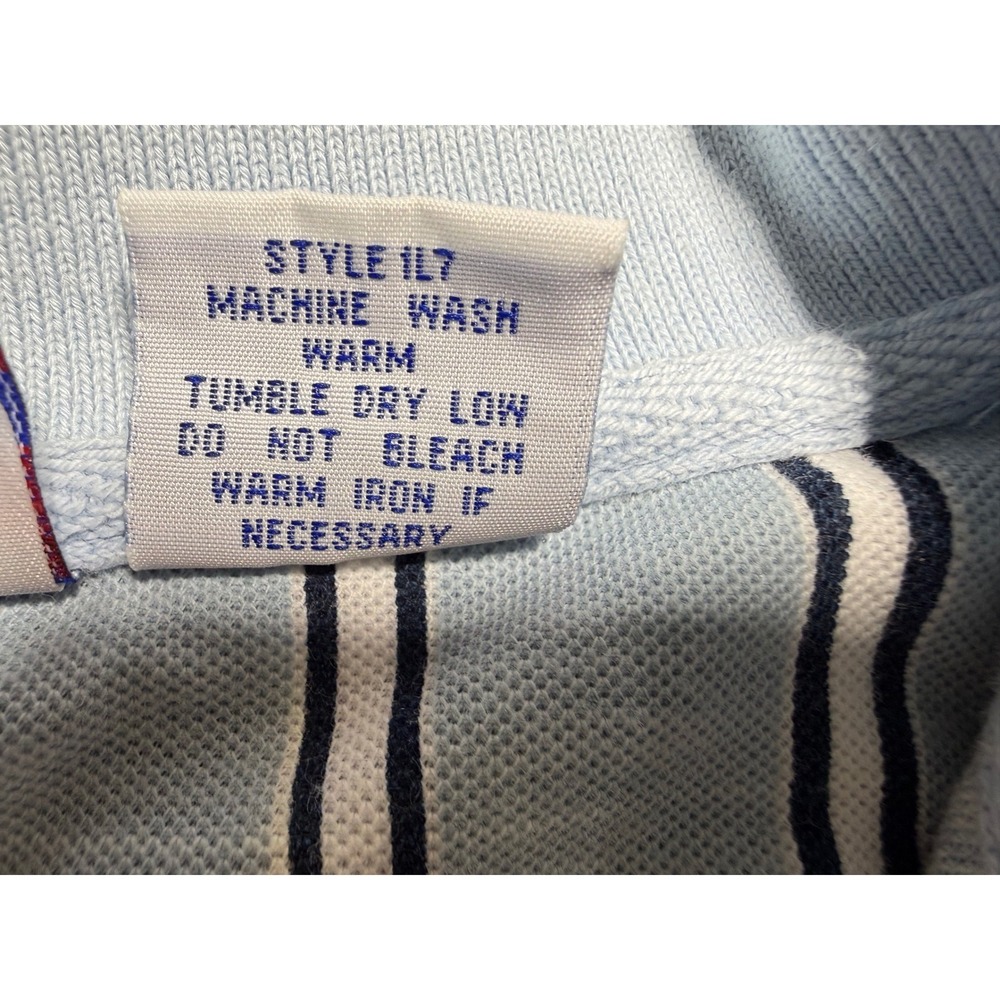 Vintage Haband Casual Joe Mens Med Blue Striped Short Sleeve Polo Shirt Pocket - Picture 6 of 8